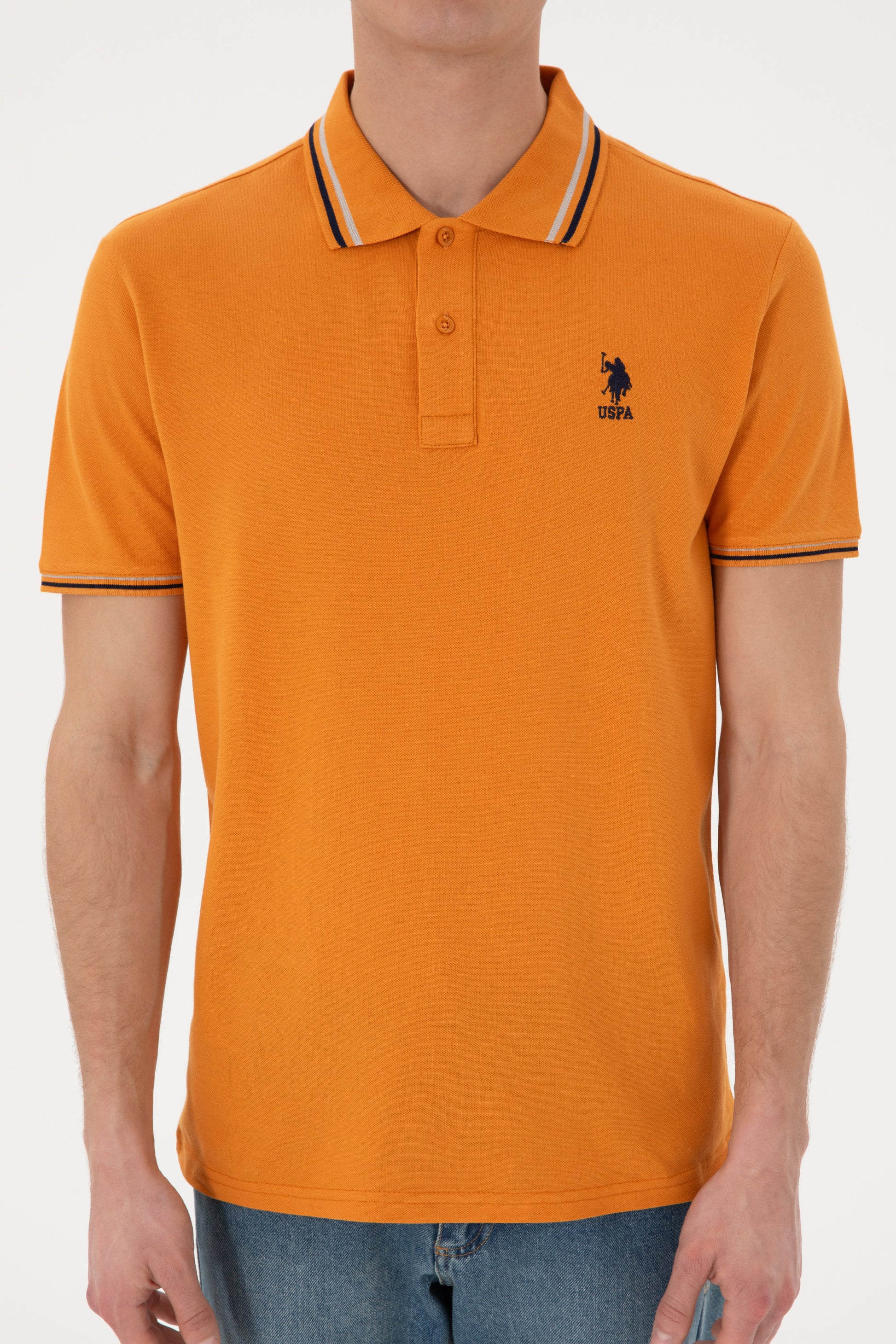 Men's Regular Fit Polo Neck Tile Basic T-Shirt