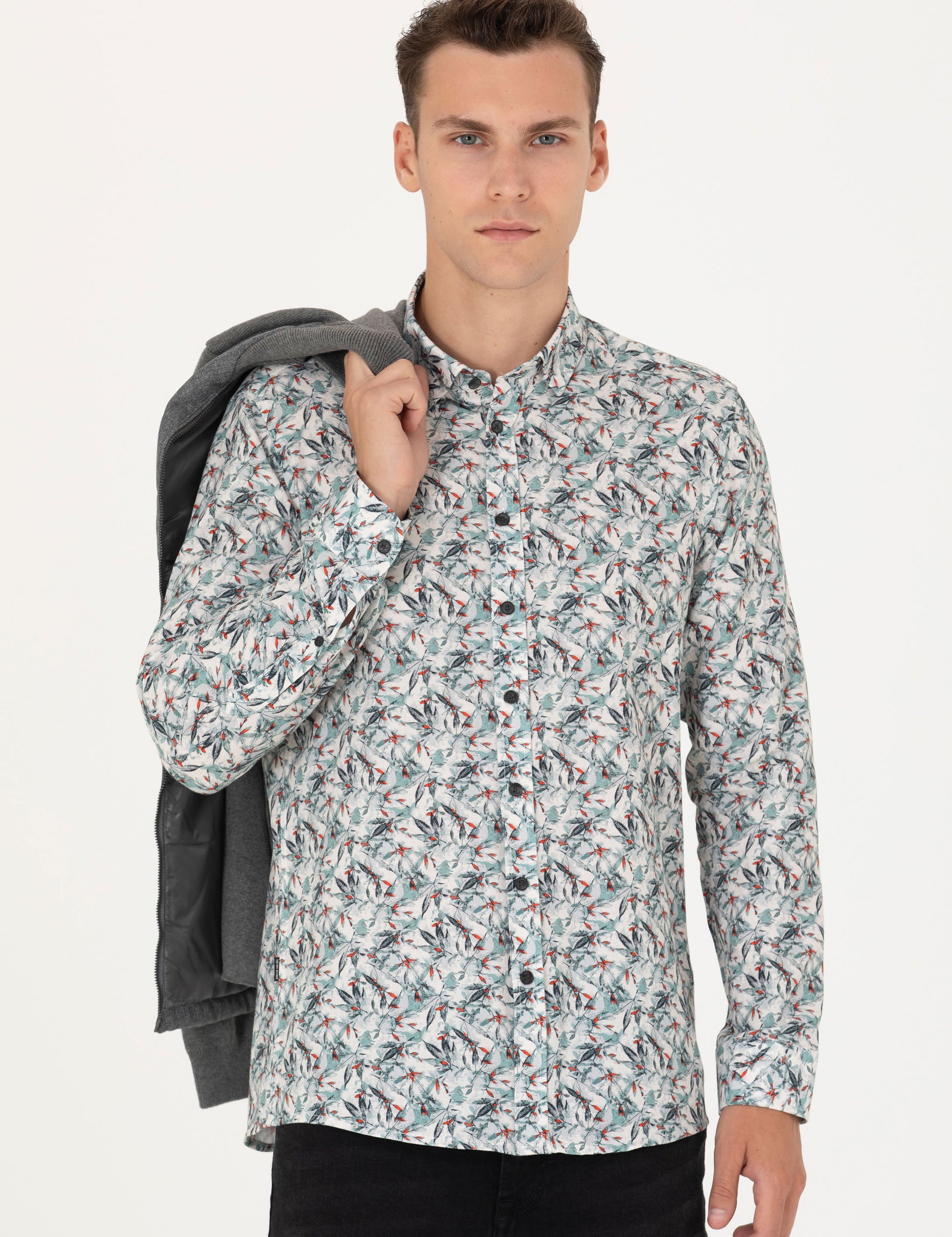 Mint Slim Fit Long Sleeve Shirt