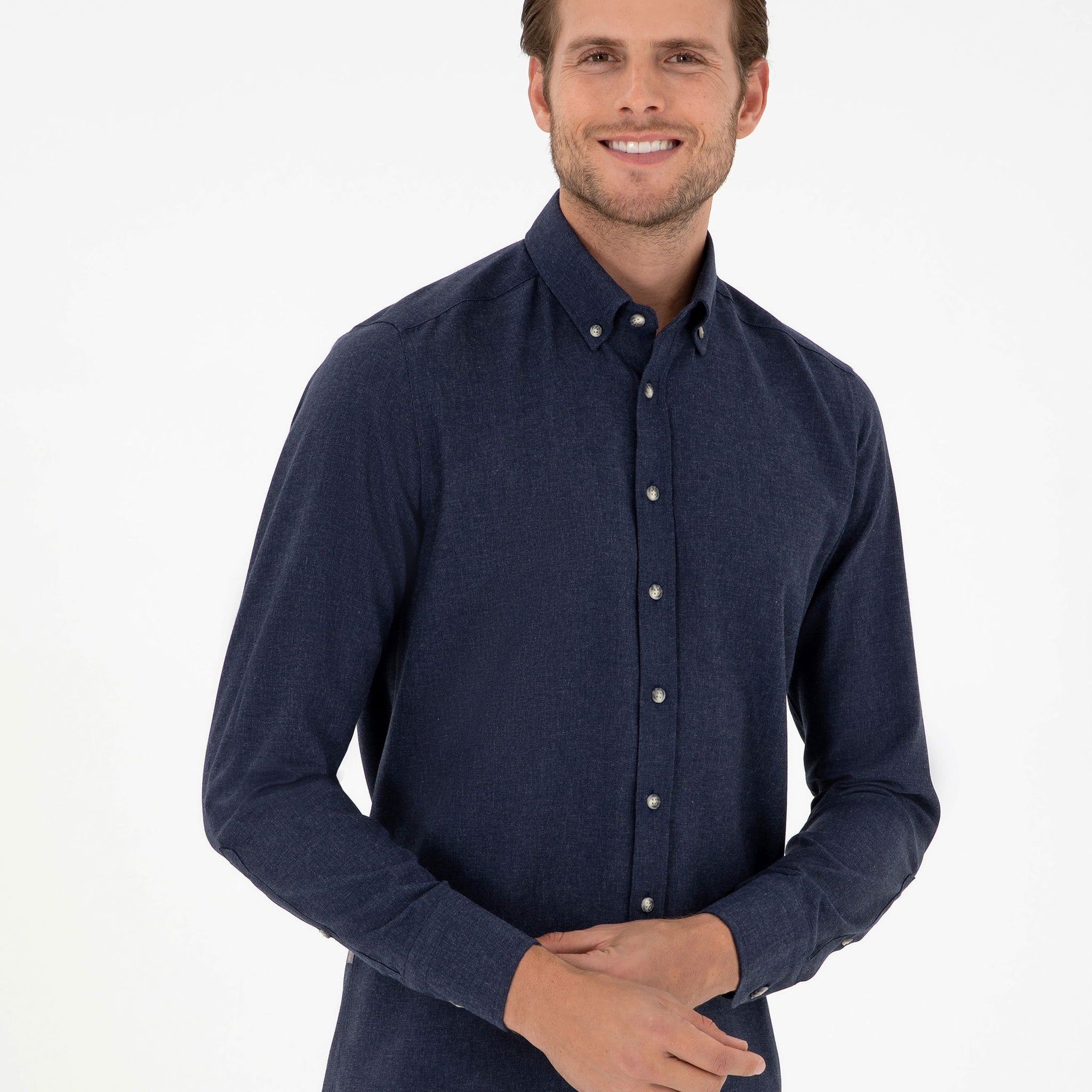 Navy Blue Slim Fit Long Sleeve Shirt