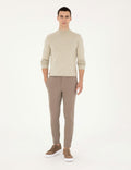 Sand Melange Slim Fit Half Turtleneck Basic Knitwear Sweater