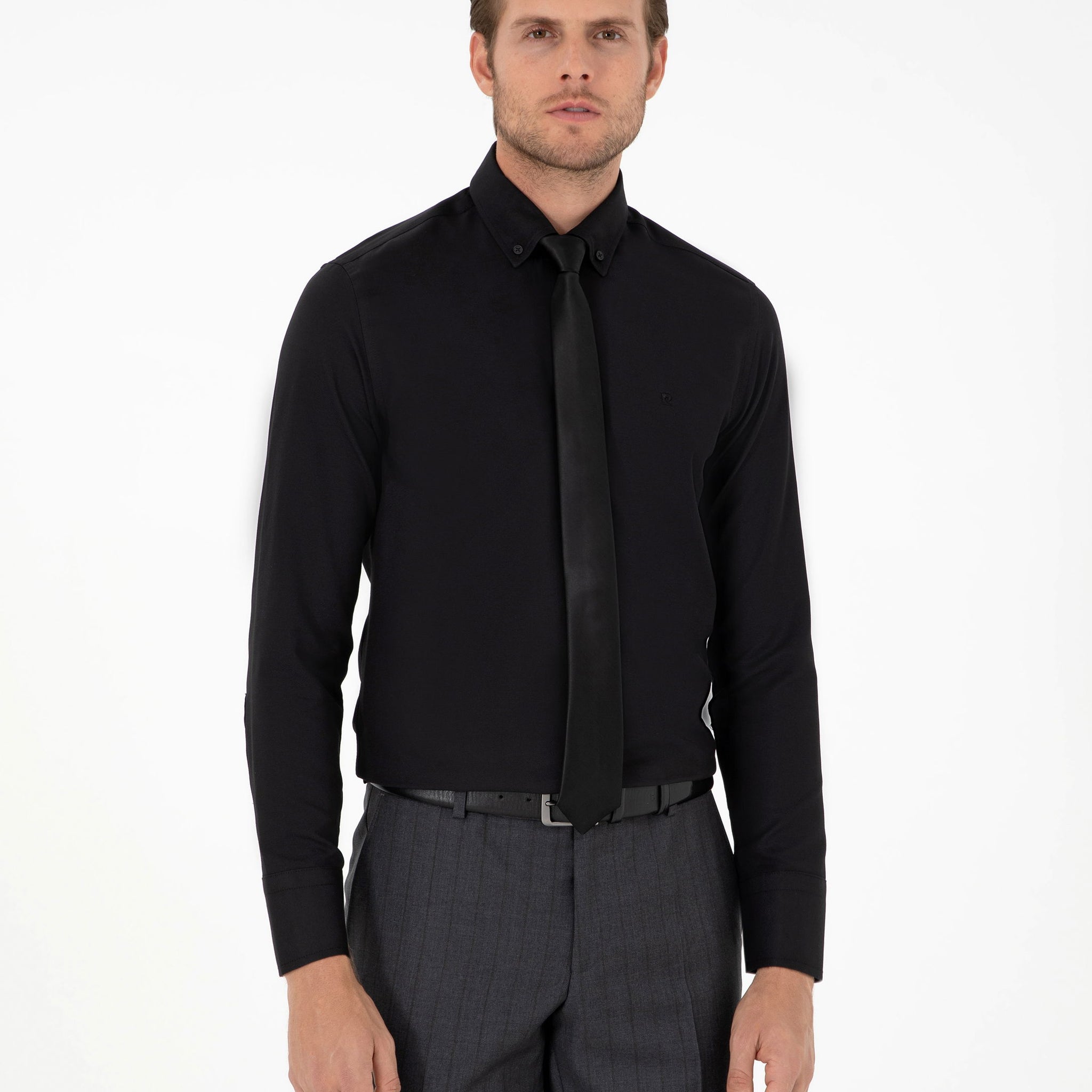 Black Slim Fit Long Sleeve Shirt