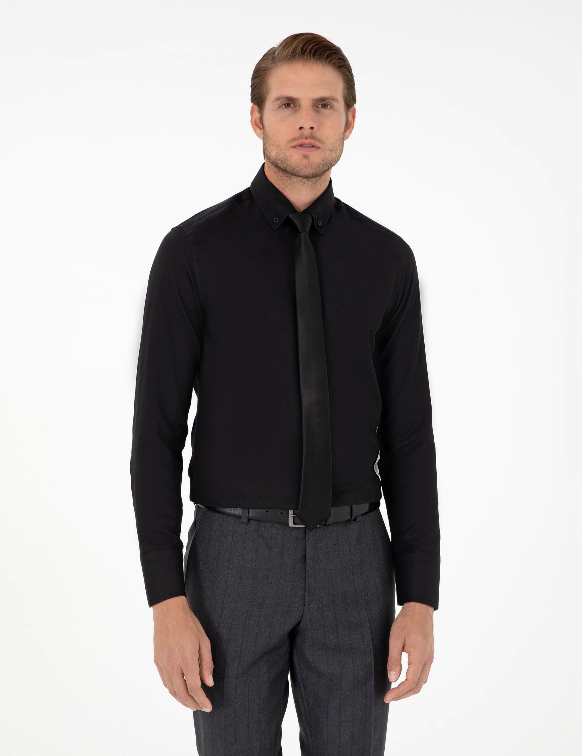 Black Slim Fit Long Sleeve Shirt