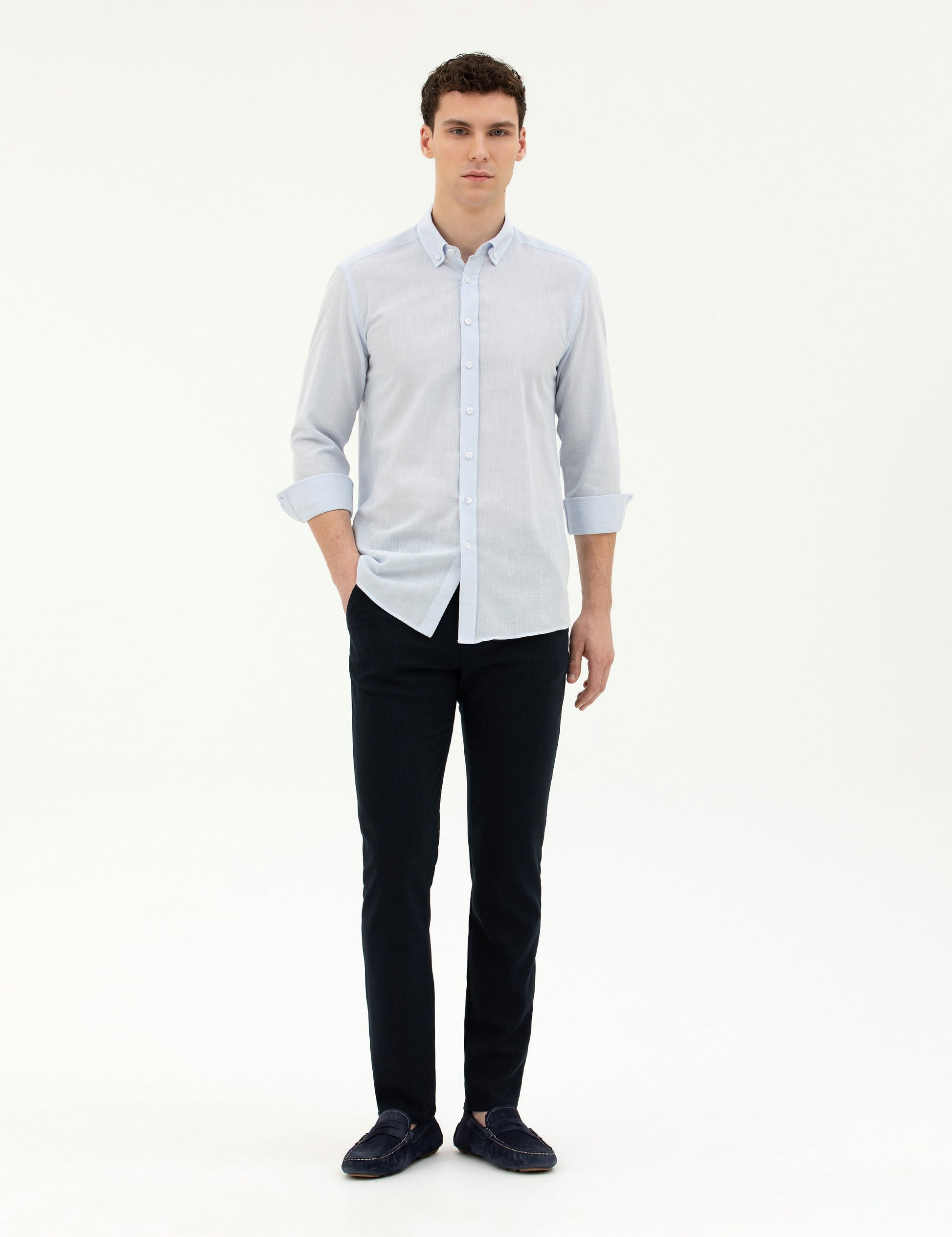 Light Blue Slim Fit Long Sleeve Shirt