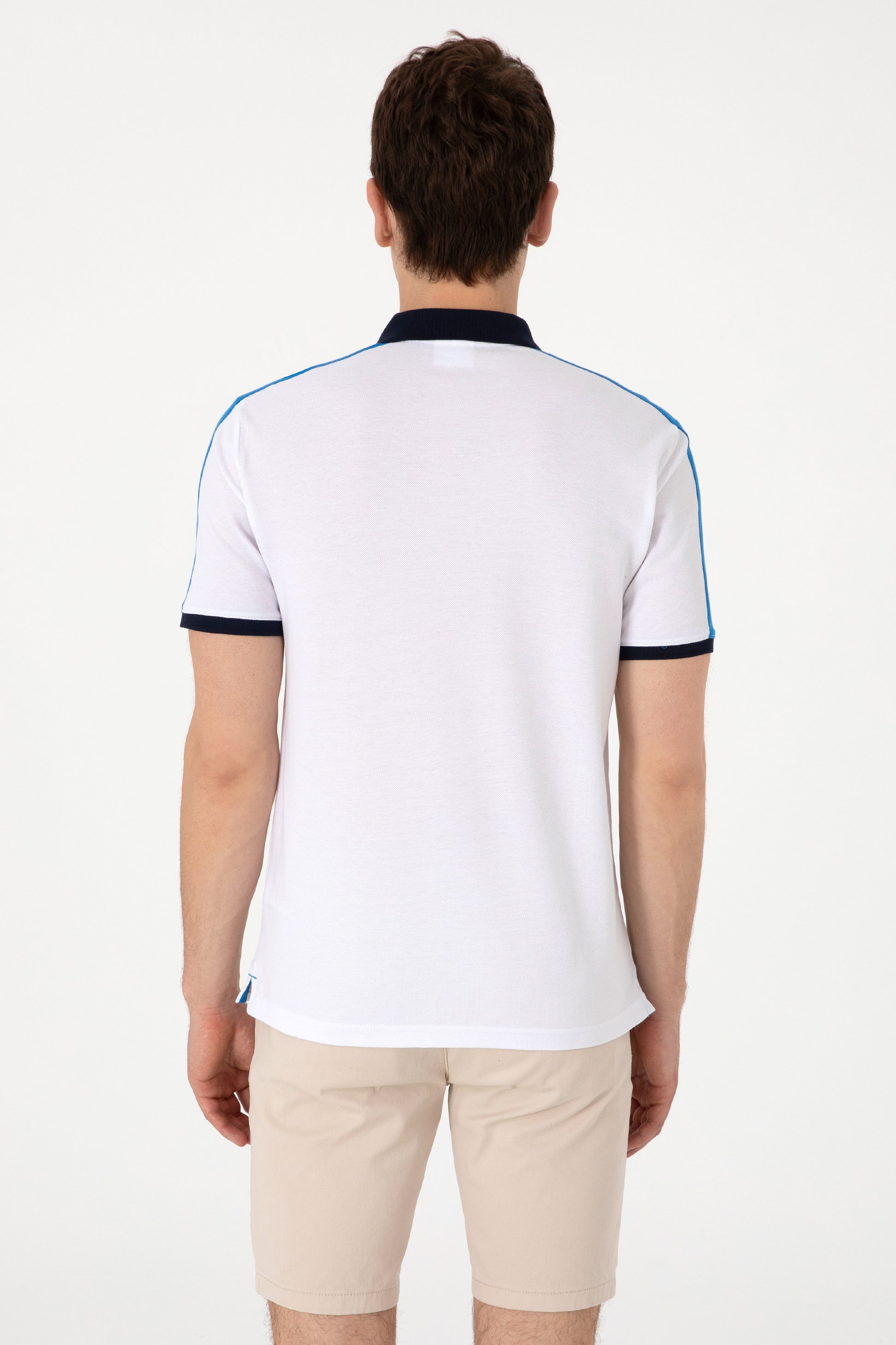 Men's Regular Fit Polo Neck White T-Shirt