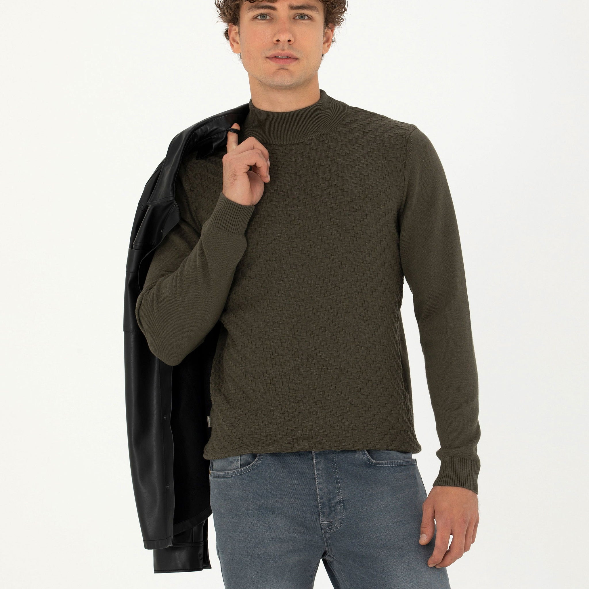 Dark Khaki Slim Fit Sweater