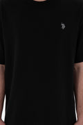 Men's Comfort Fit Crew Neck Black Jacquard Interlock T-Shirt