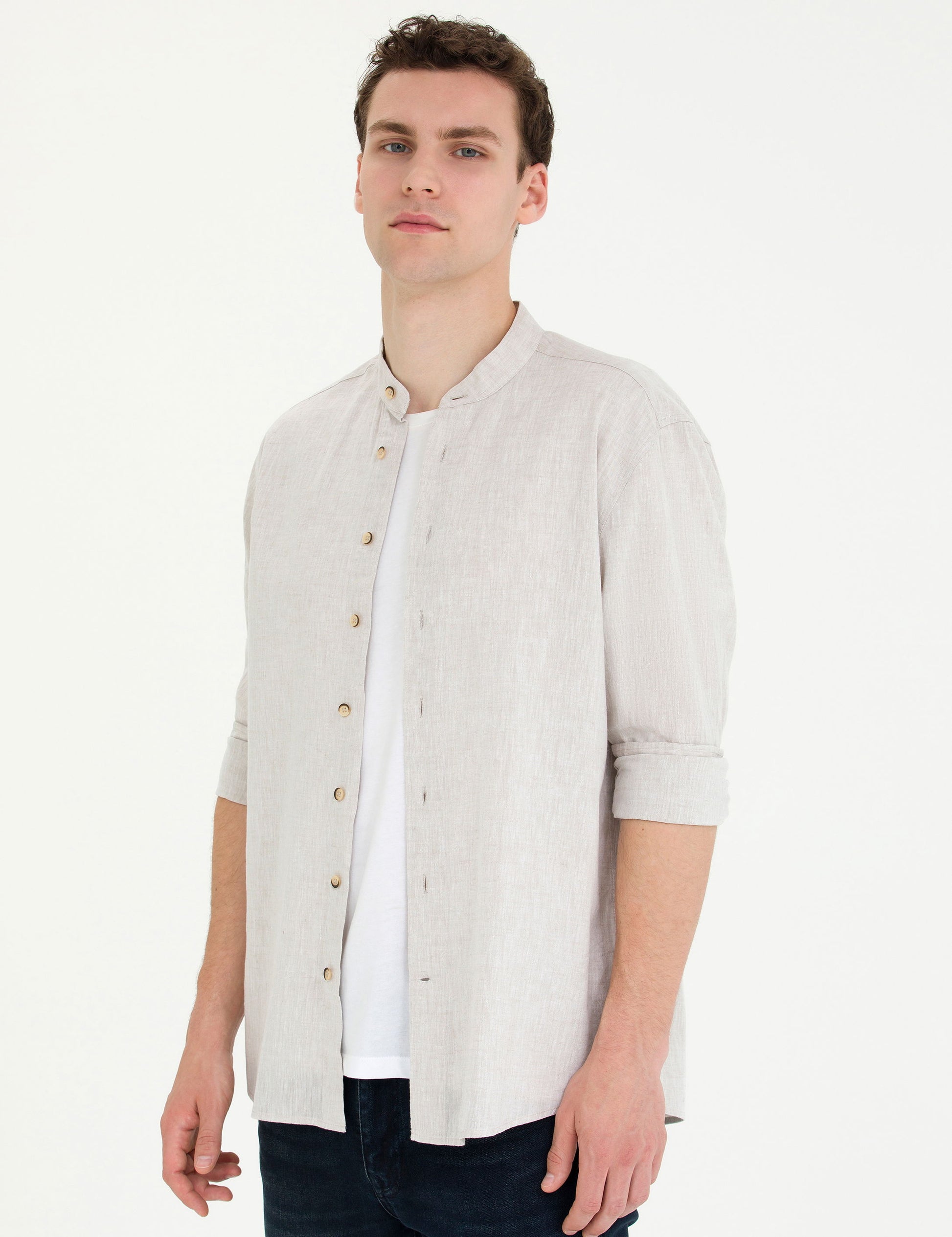 Light Brown Regular Fit Long Sleeve Shirt