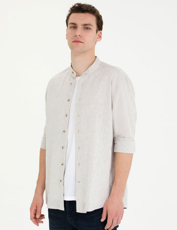 Light Brown Regular Fit Long Sleeve Shirt