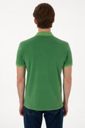Men's Slim Fit Polo Neck Green Wash Basic T-Shirt