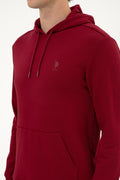 Erkek Regular Fit Kapişonlu Bordo Basic Sweatshirt
