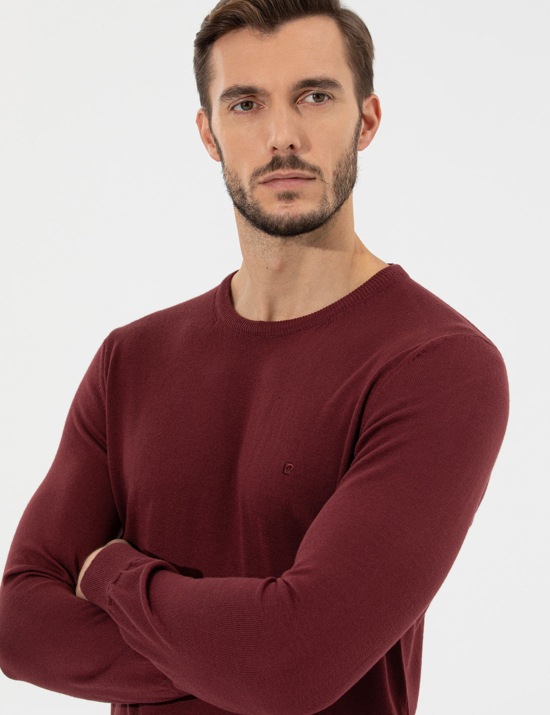 Burgundy Slim Fit Crew Neck Basic Knitwear Sweater