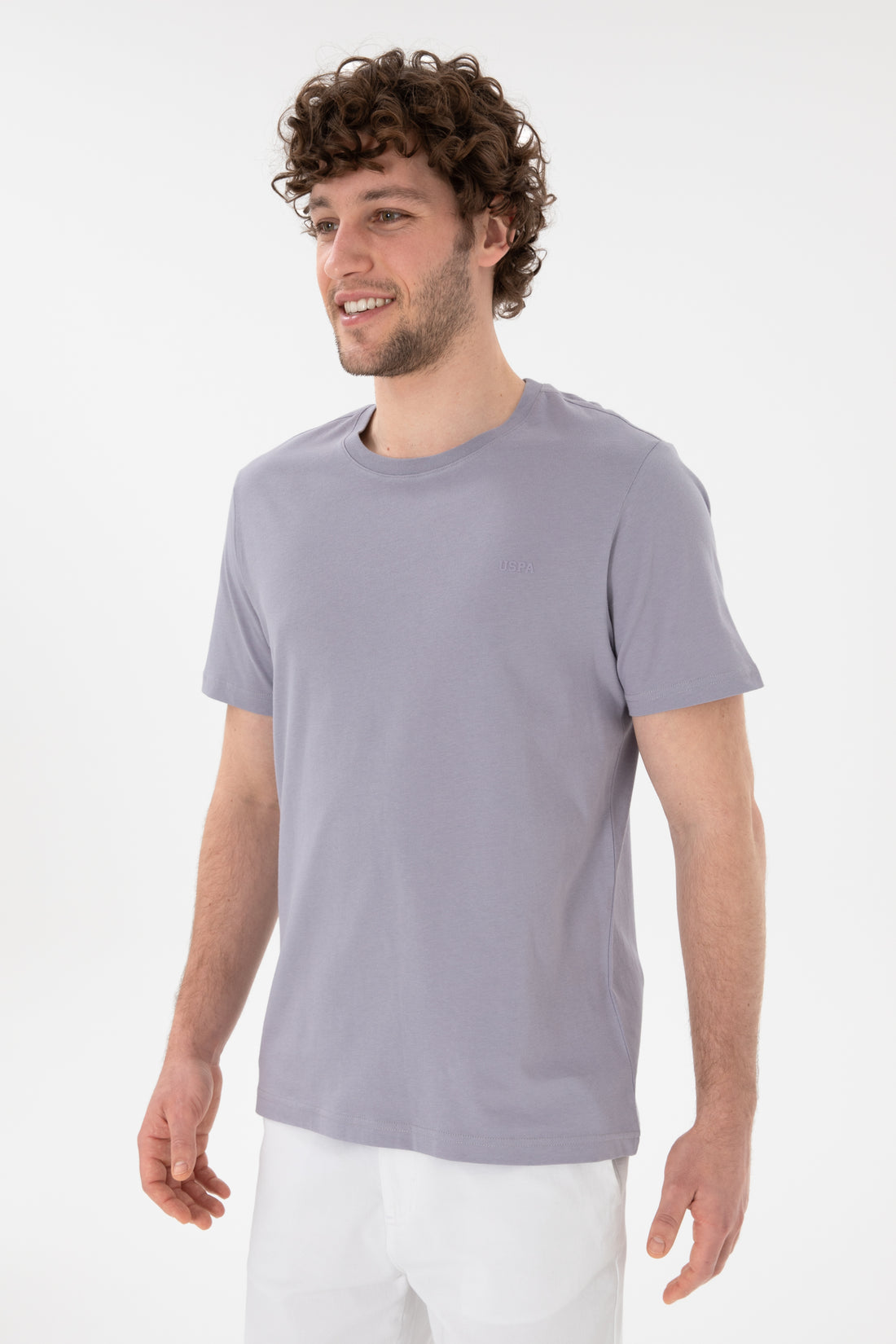 Men's Regular Fit Crew Neck Grey Basic T-Shirt