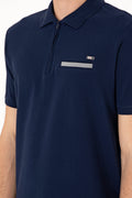 Men's Regular Fit Zipper Navy T-Shirt