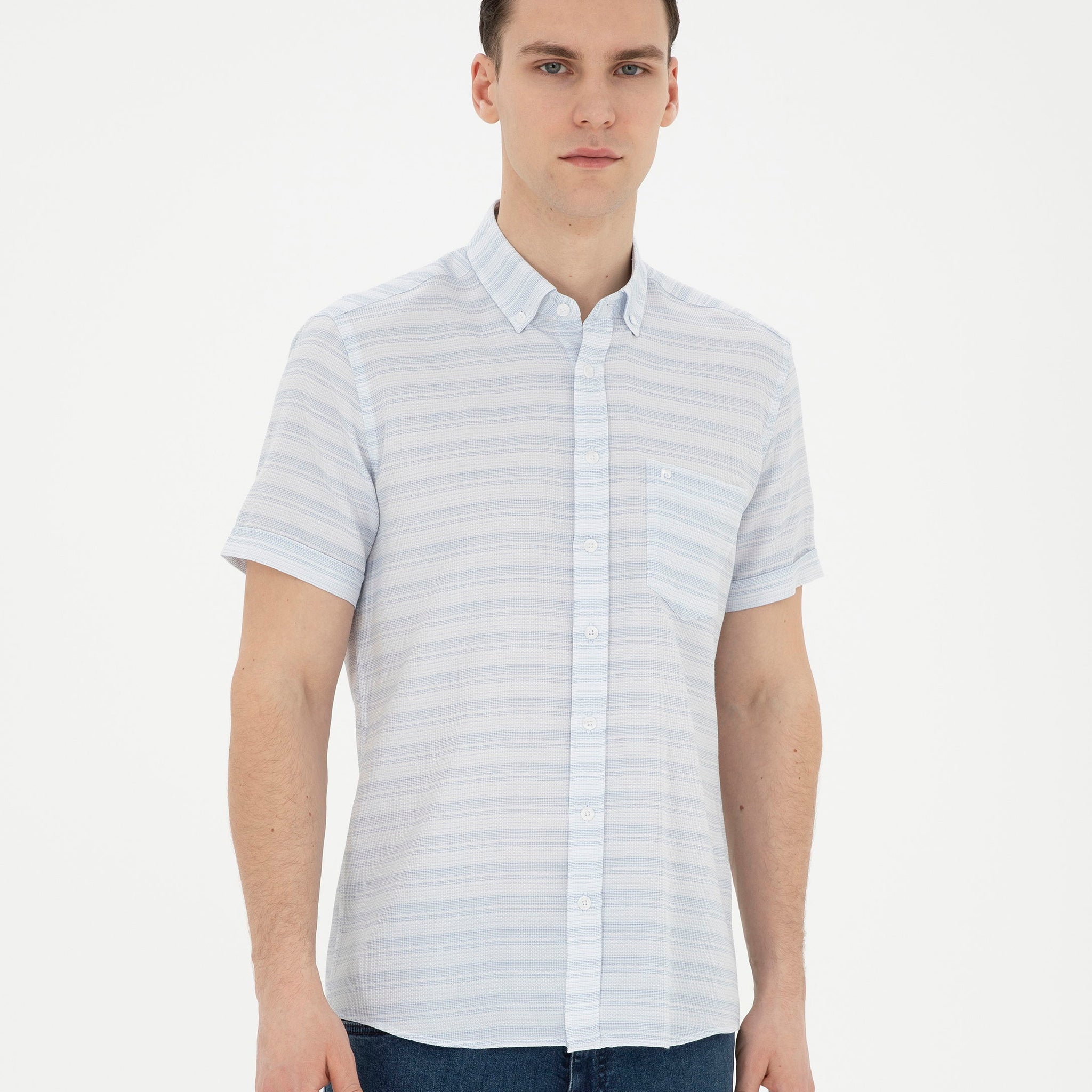 Light Blue Regular Fit Short Sleeve Shirt