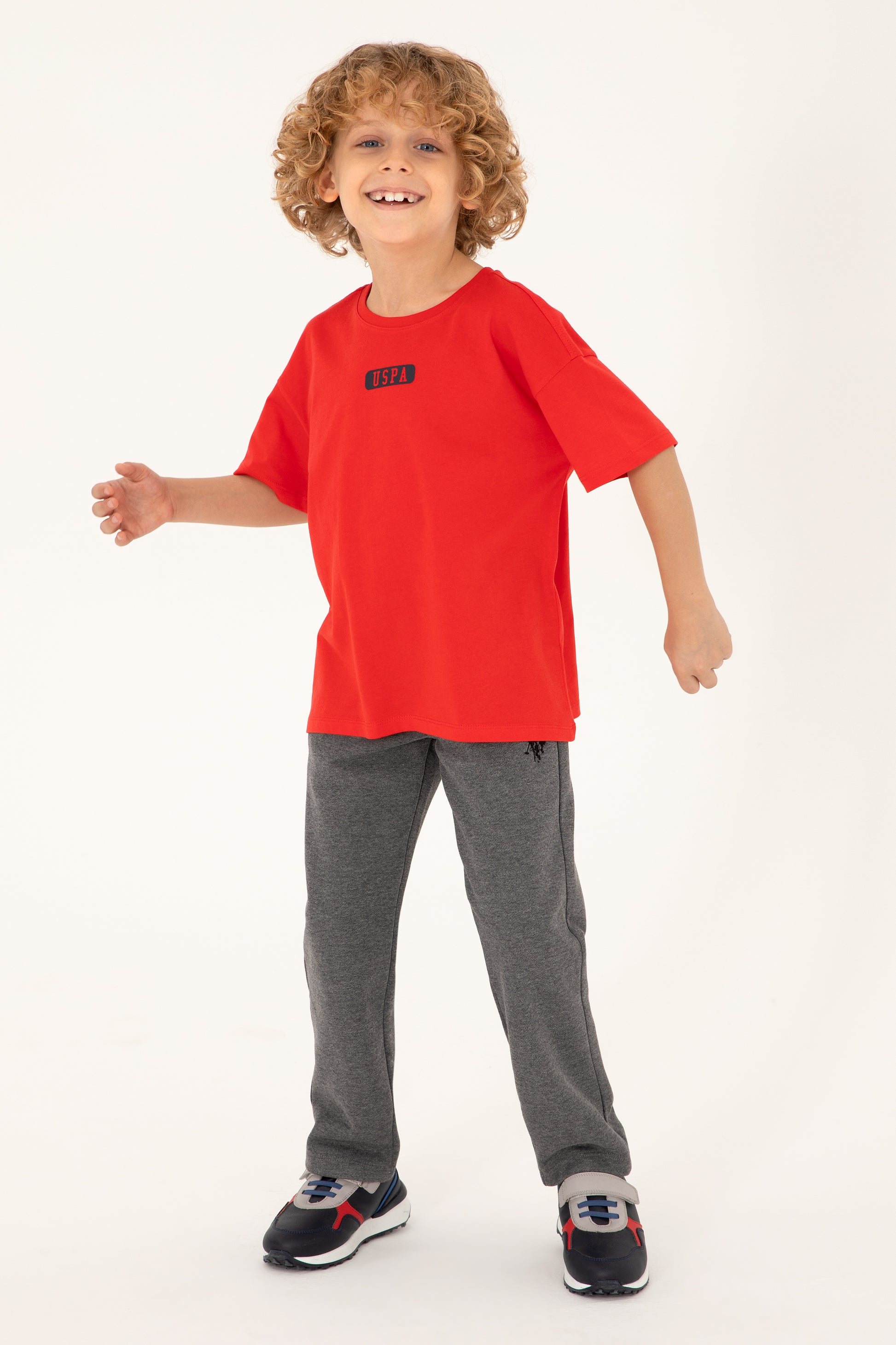 Boy's Red Oversize Crew Neck T-Shirt