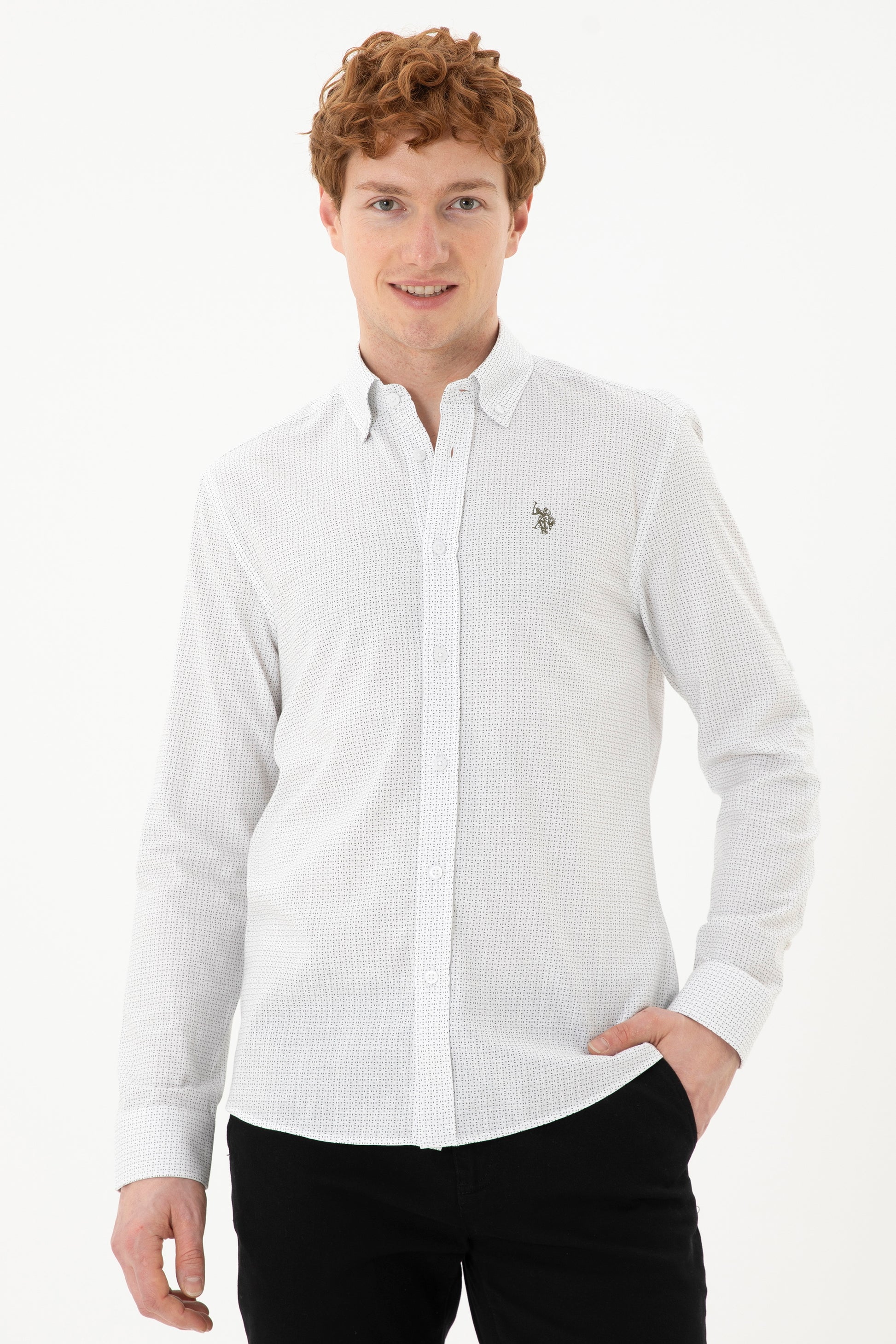 Men's Printed White Shirt