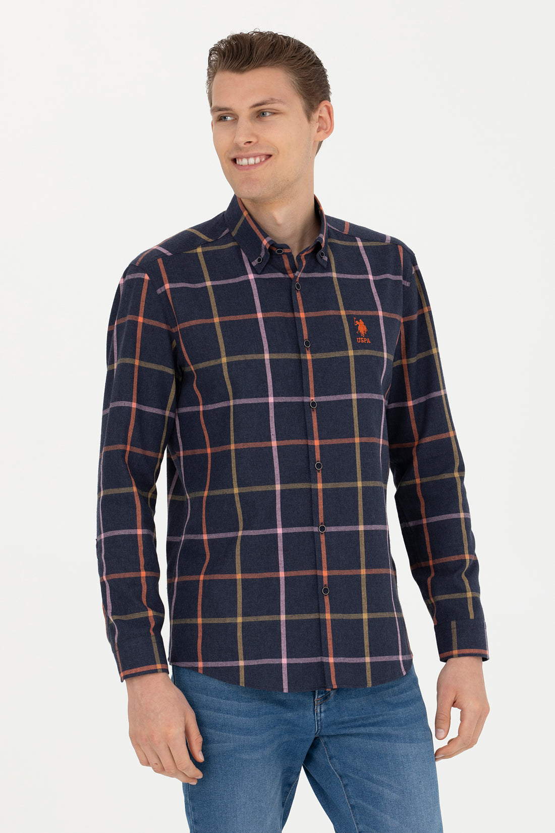 Men's Navy Blue Long Sleeve Shirt