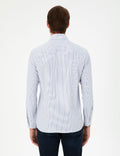 Light Blue Striped Slim Fit Long Sleeve Shirt