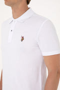Men's Slim Fit Polo Neck White Basic T-Shirt