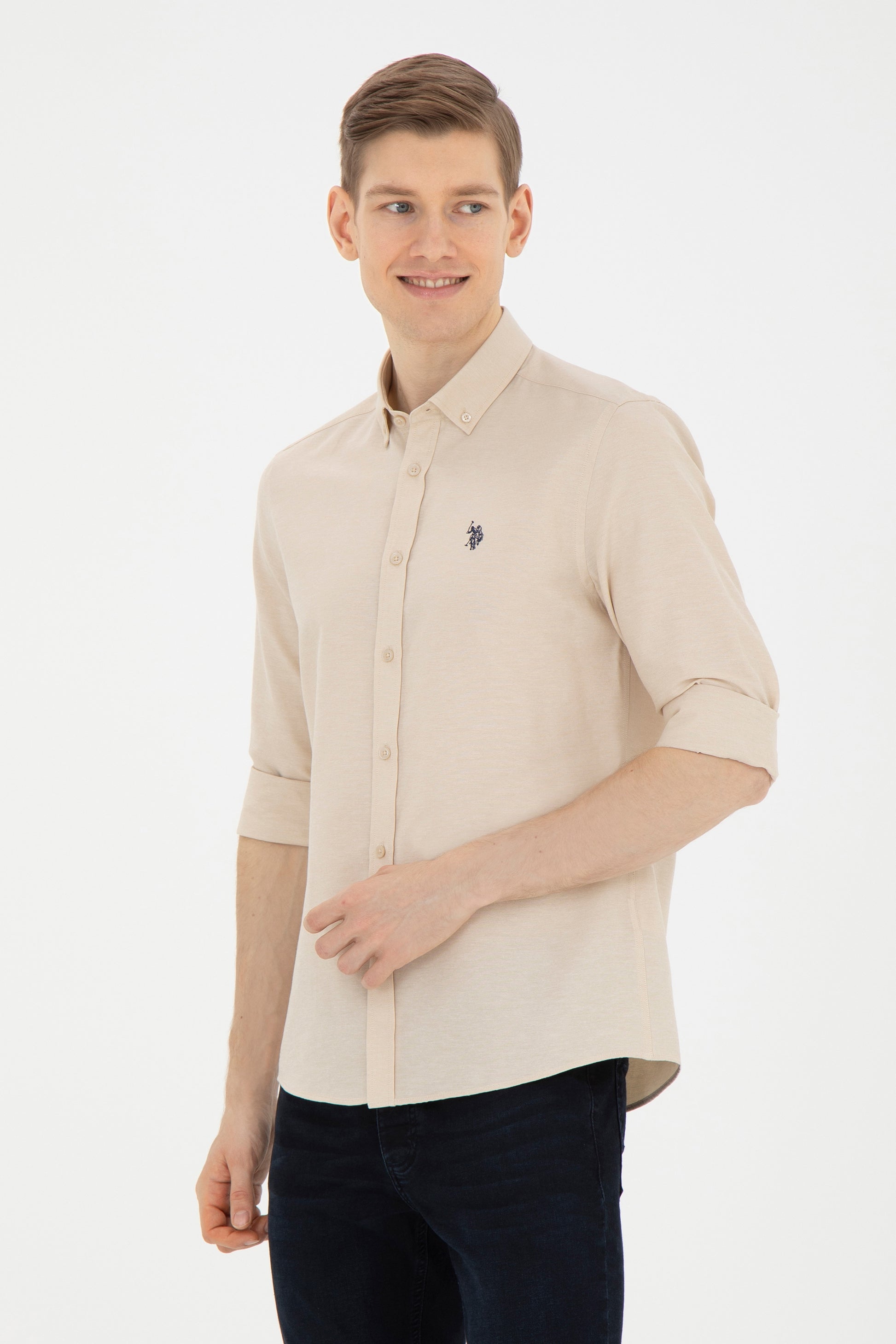 Men's Camel Long Sleeve Basic Shirt