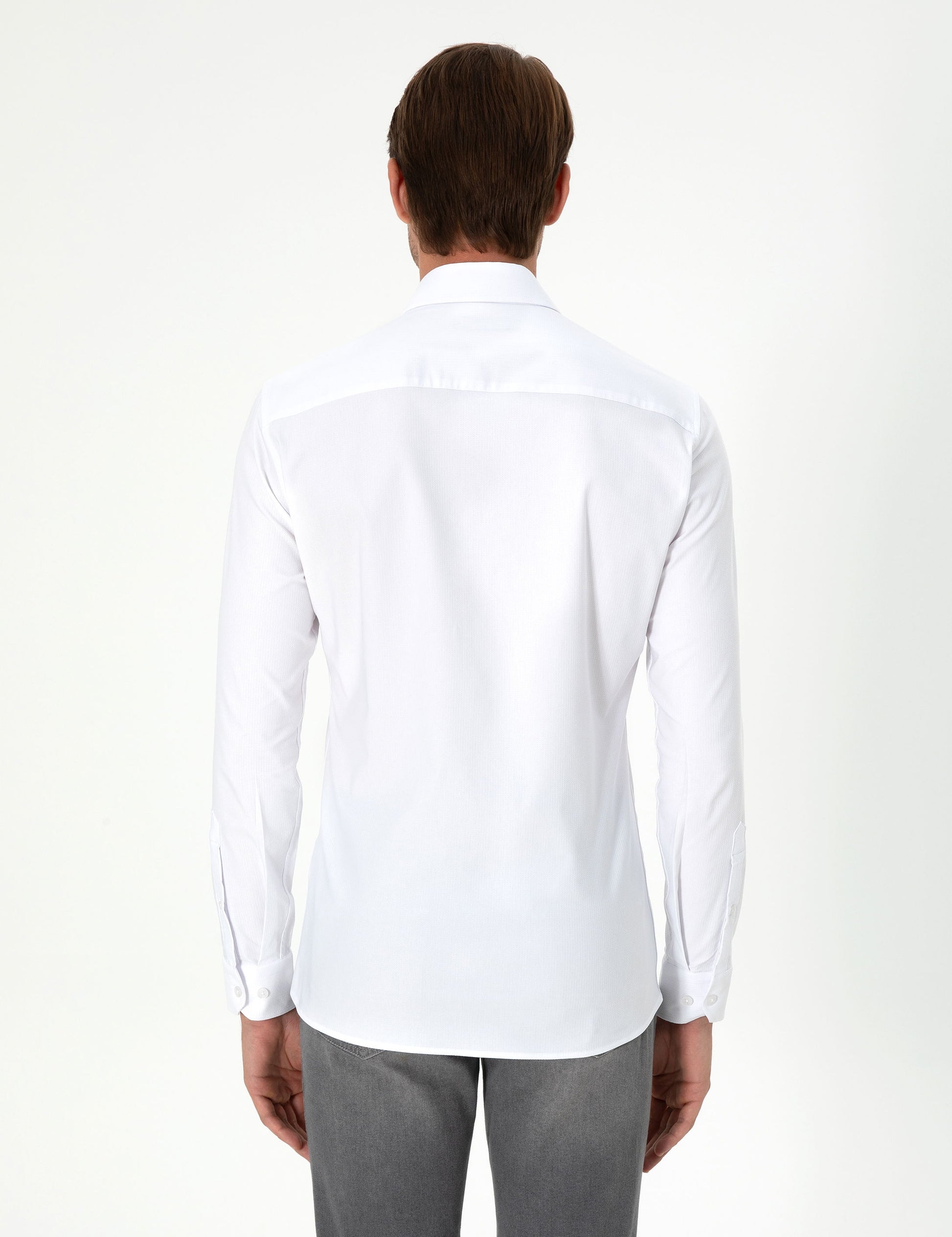 White Ex. Slim Fit Long Sleeve Shirt