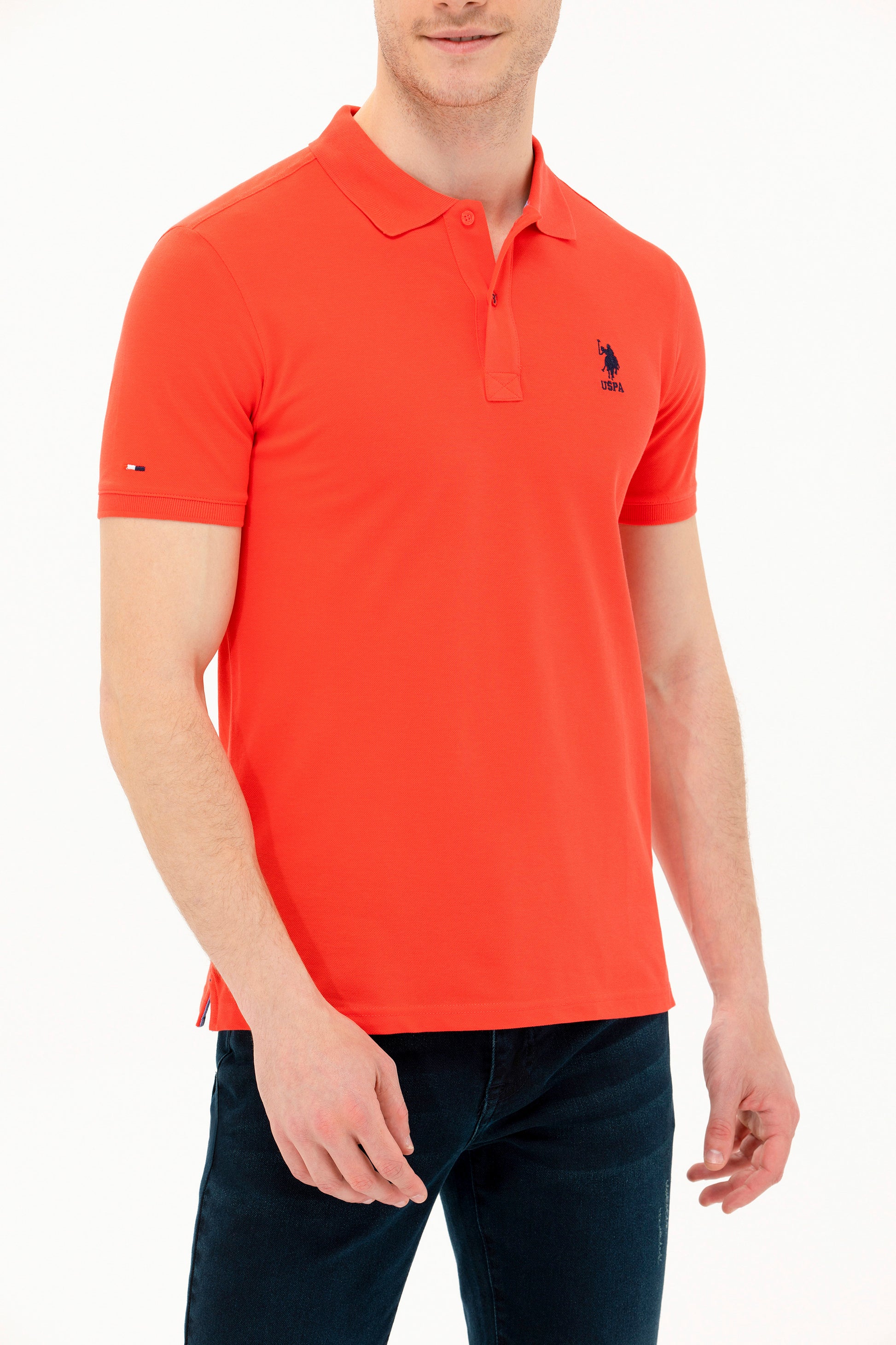 Men's Red Basic Polo Neck T-Shirt