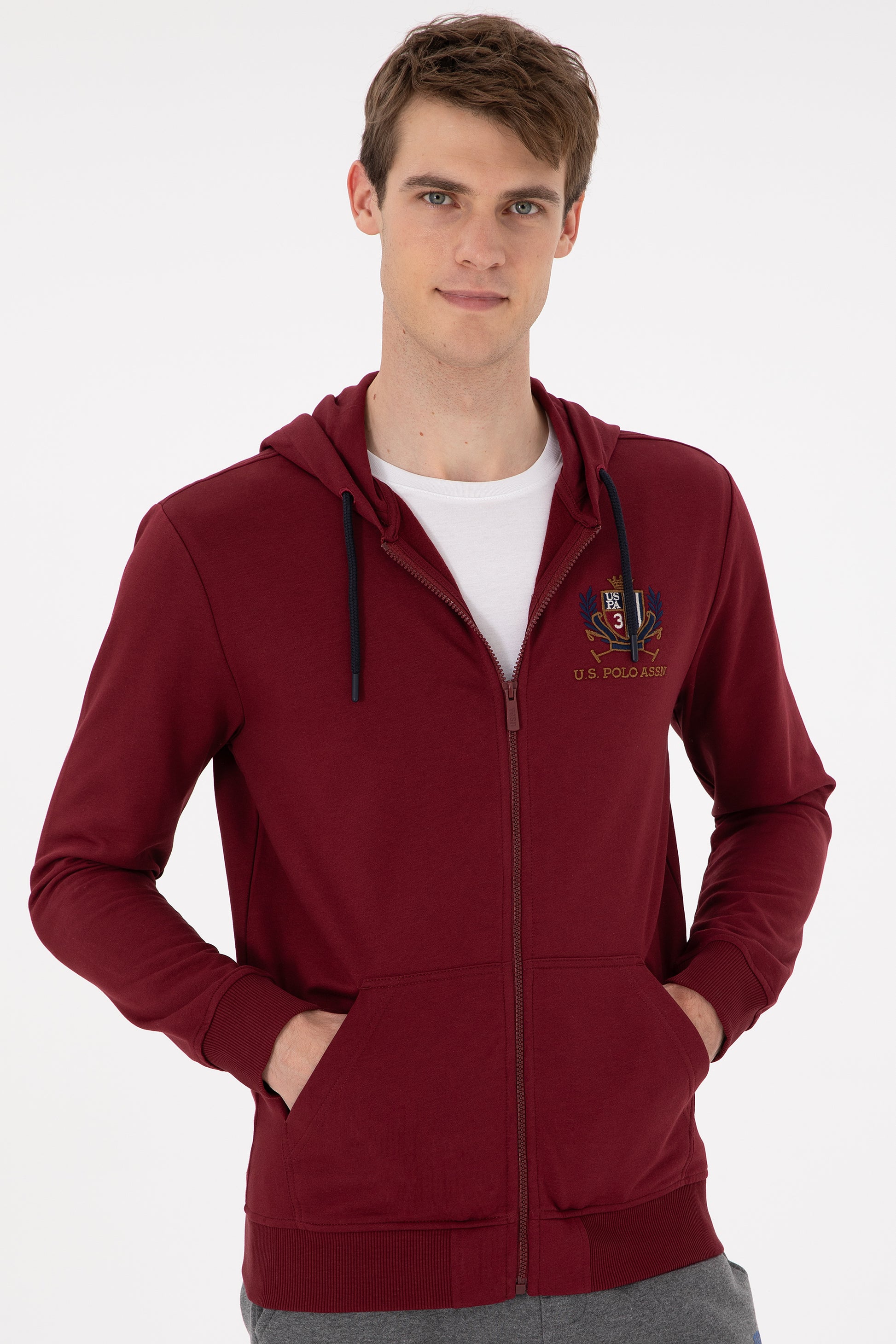 Men's Burgundy Knitted Cardigan