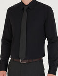 Black Slim Fit Long Sleeve Basic Shirt