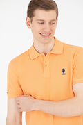 Men's Orange Basic Polo Neck T-Shirt