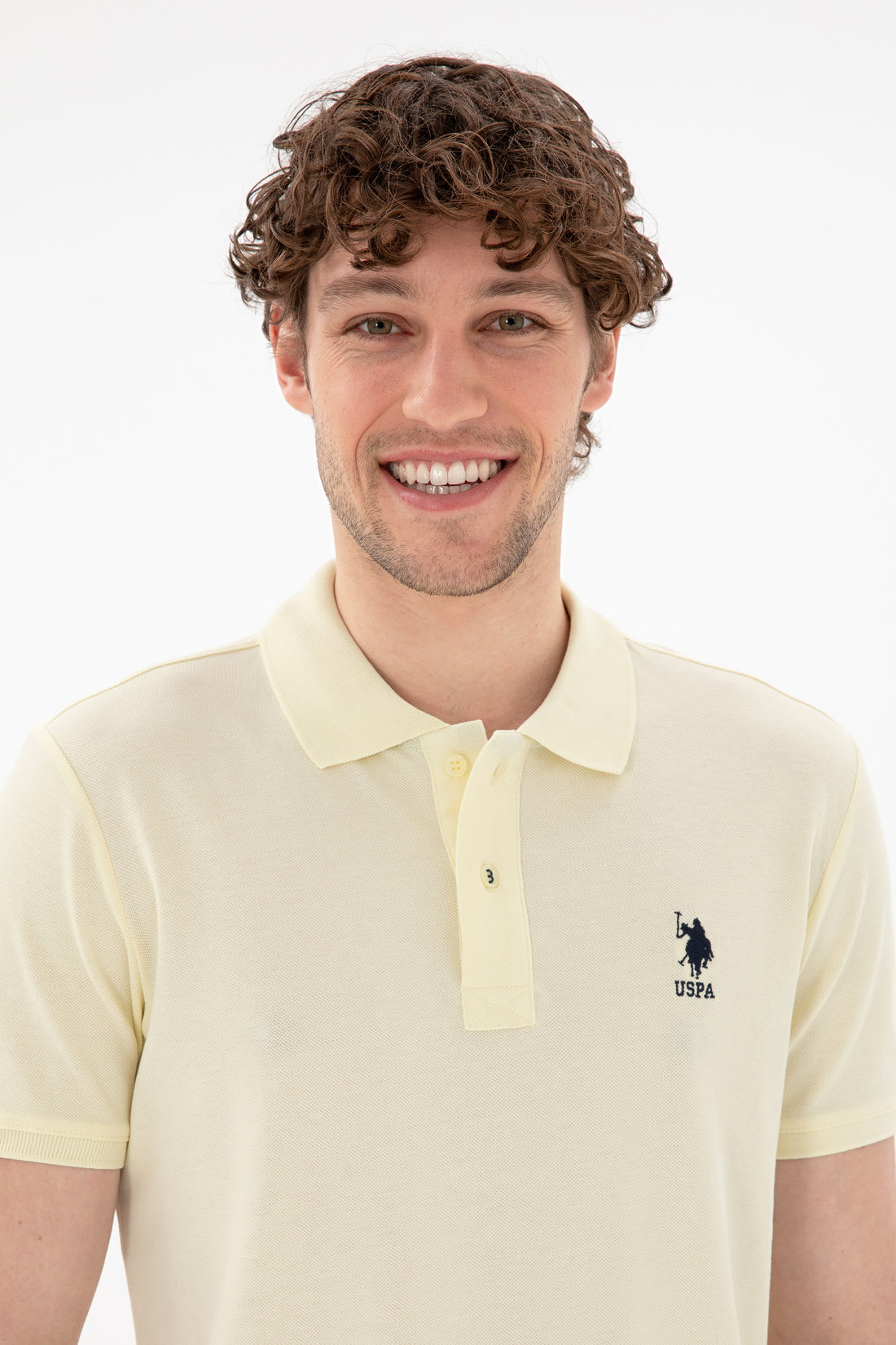 Men's Slim Fit Polo Neck Lemon Basic T-Shirt