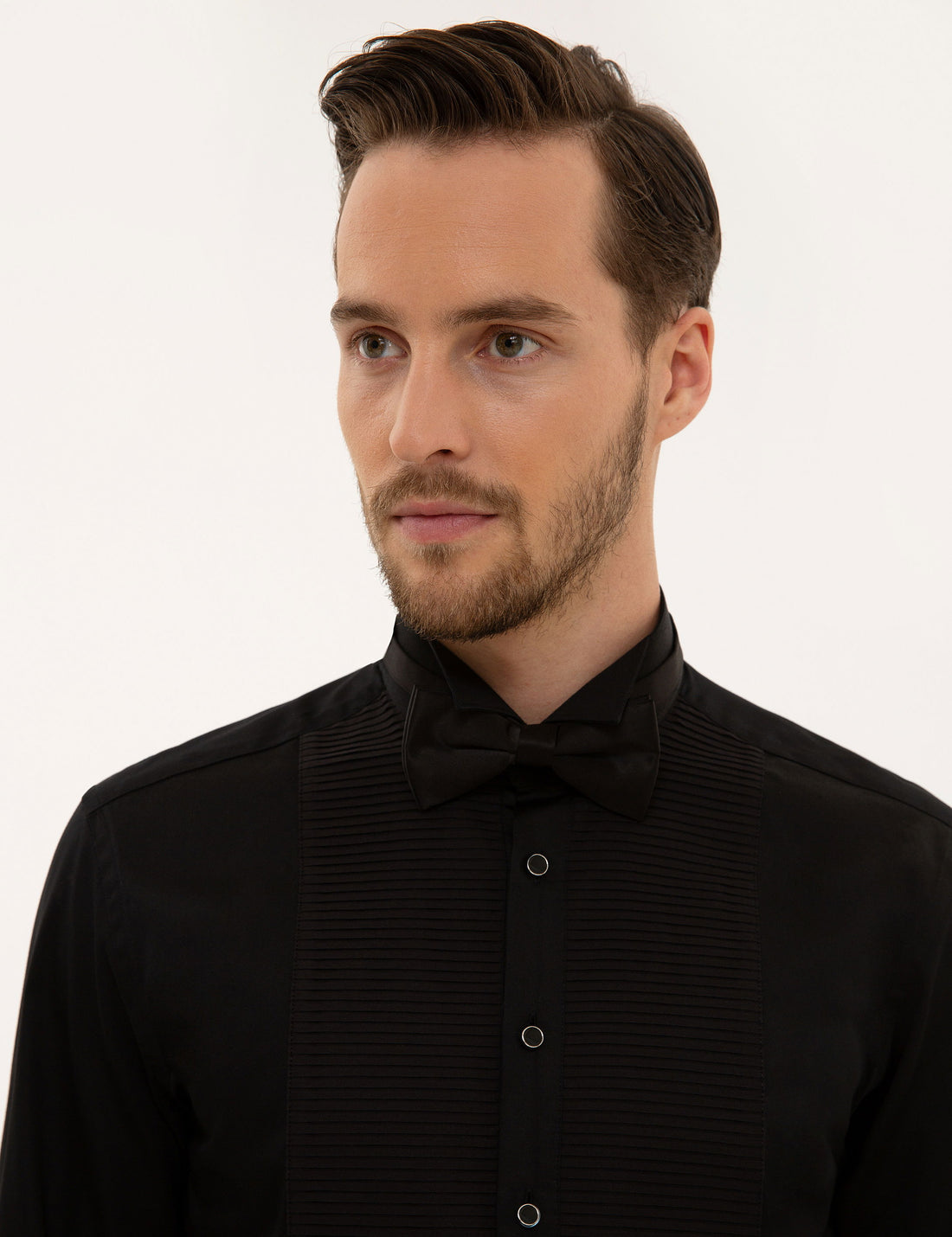 Black Slim Fit Tuxedo Shirt