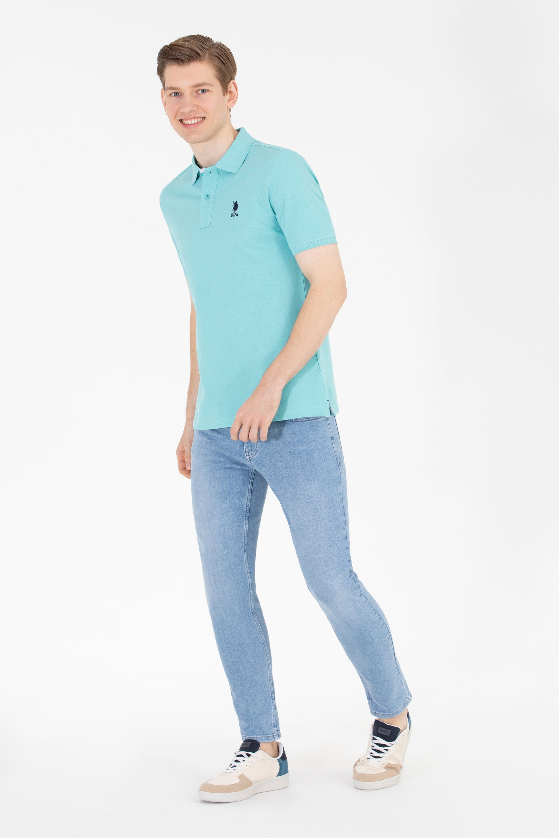 Men's Mint Basic Polo Neck T-Shirt