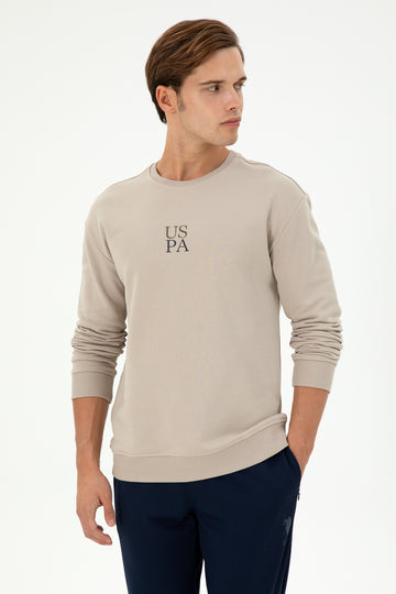 Men's Comfort Fit Crew Neck Stone Basic Sweatshirt