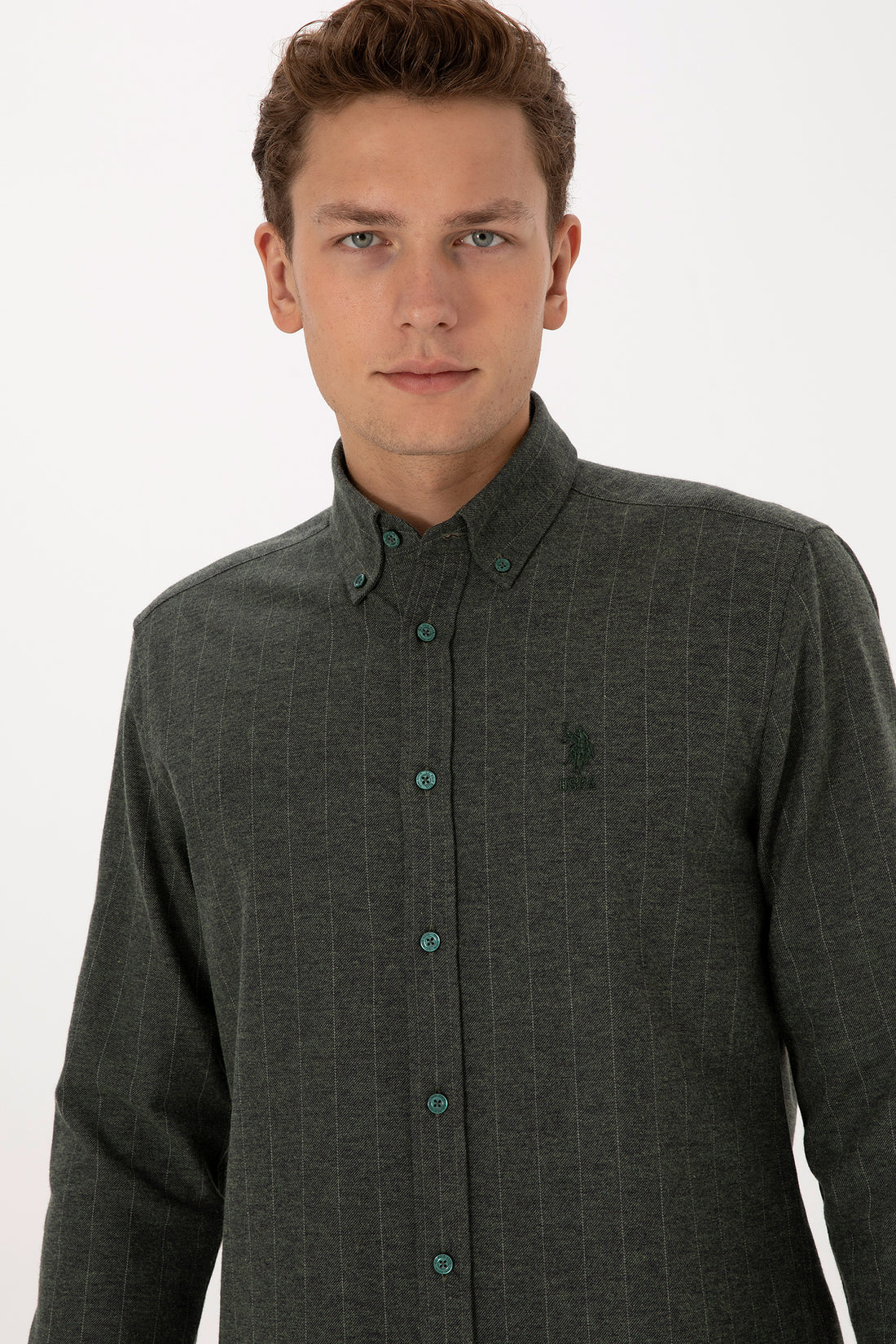 Men's Dark Green Long Sleeve Shirt
