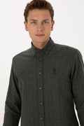 Men's Dark Green Long Sleeve Shirt
