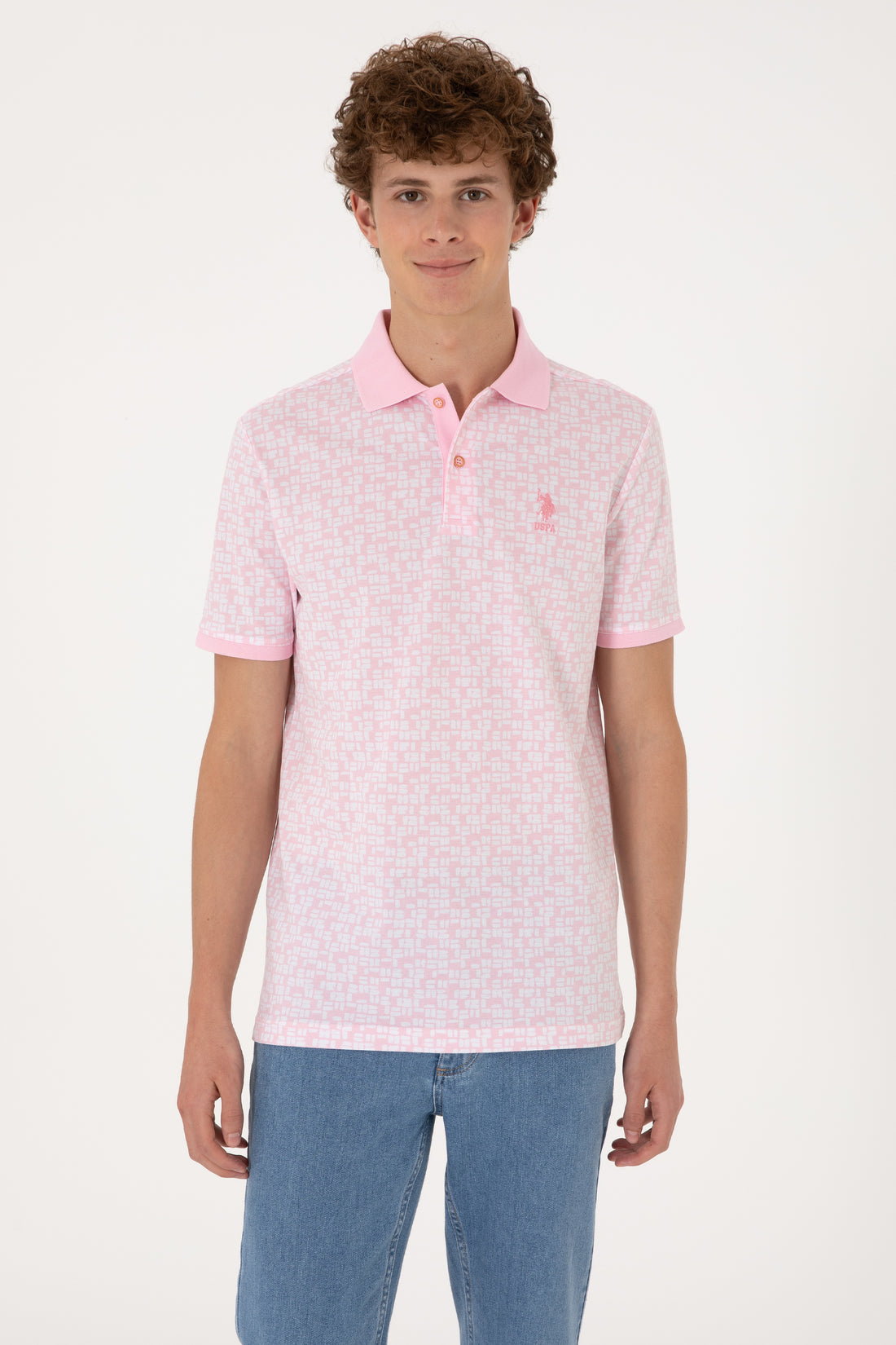 Men's Regular Fit Polo Neck Light Pink T-Shirt