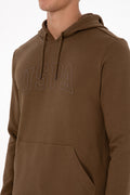 Erkek Regular Fit Kapüşonlu Haki Basic Sweatshirt