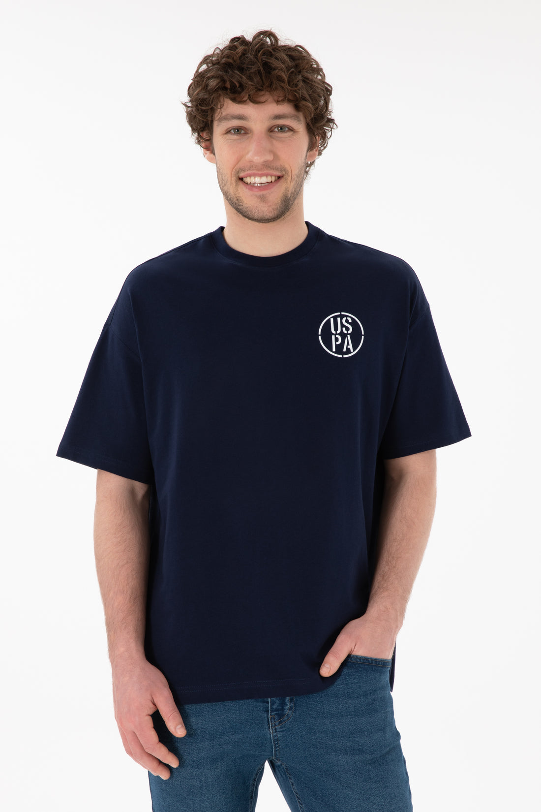 Men's Oversize Fit Crew Neck Navy T-Shirt