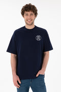 Men's Oversize Fit Crew Neck Navy T-Shirt