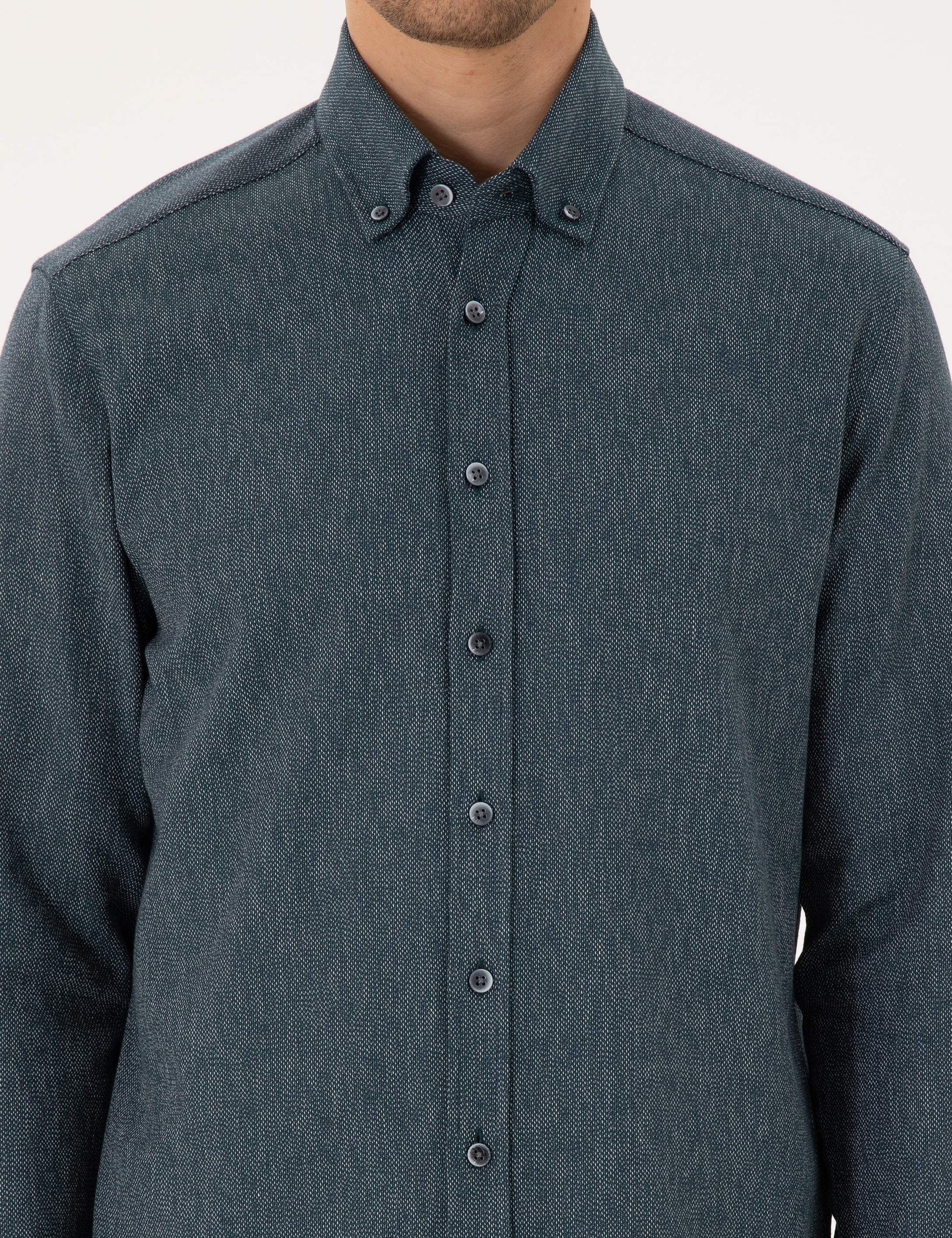 Green Regular Fit Long Sleeve Oxford Shirt