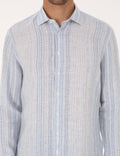 Light Blue 100% Linen Long Sleeve Shirt