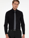Black Regular Fit Long Sleeve Basic Shirt