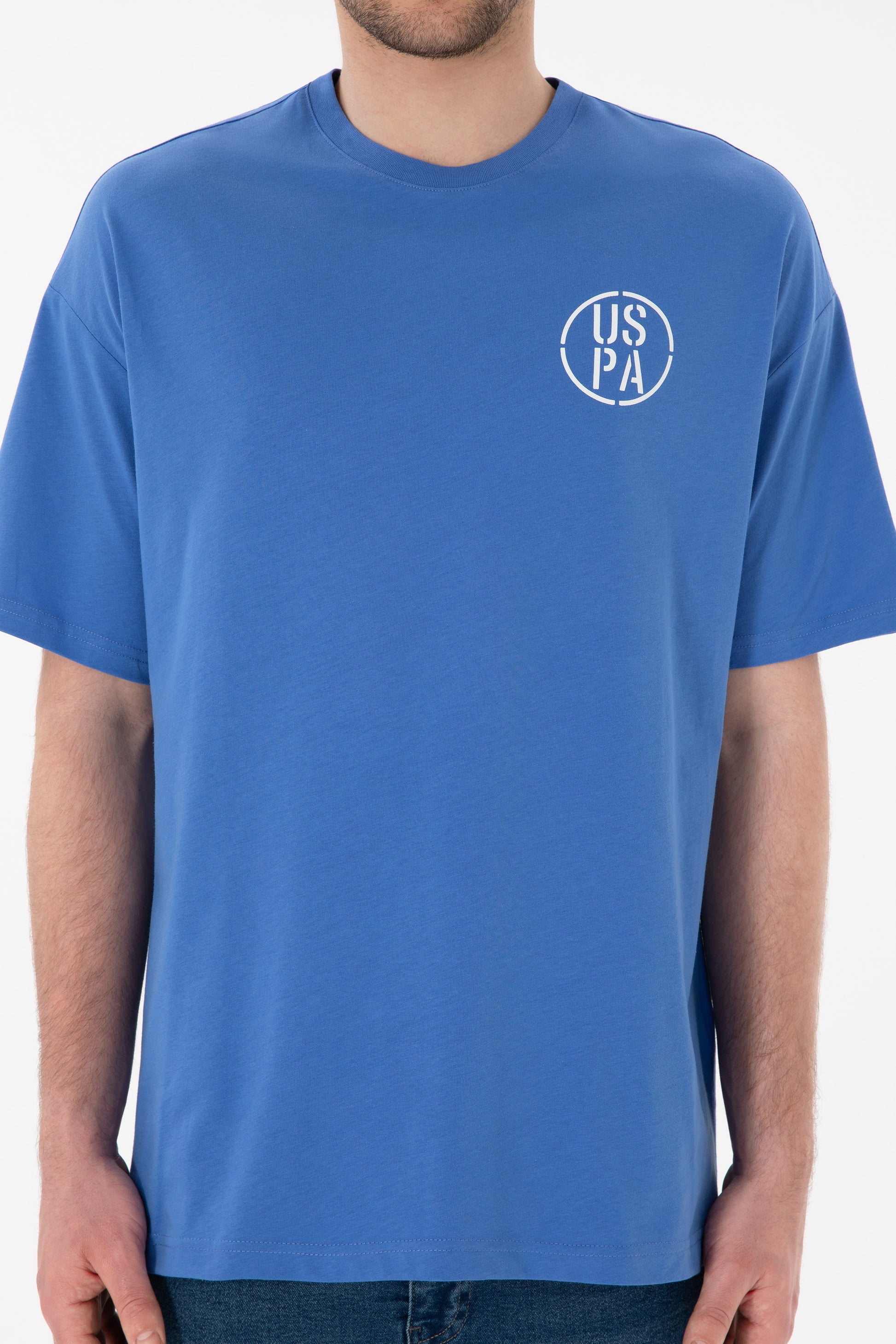 Men's Oversize Fit Crew Neck Indigo T-Shirt