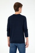 Men's Regular Fit Crew Neck Navy Sweatshirt