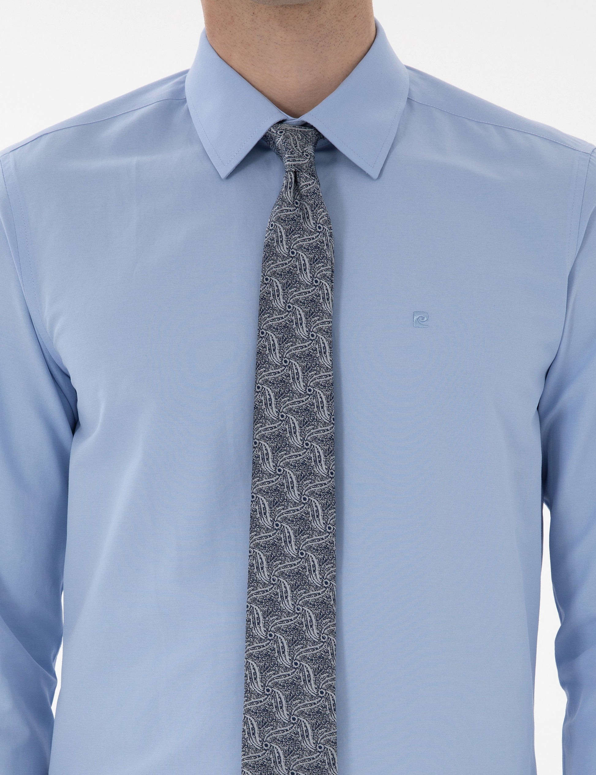 Blue Slim Fit Long Sleeve Classic Basic Shirt