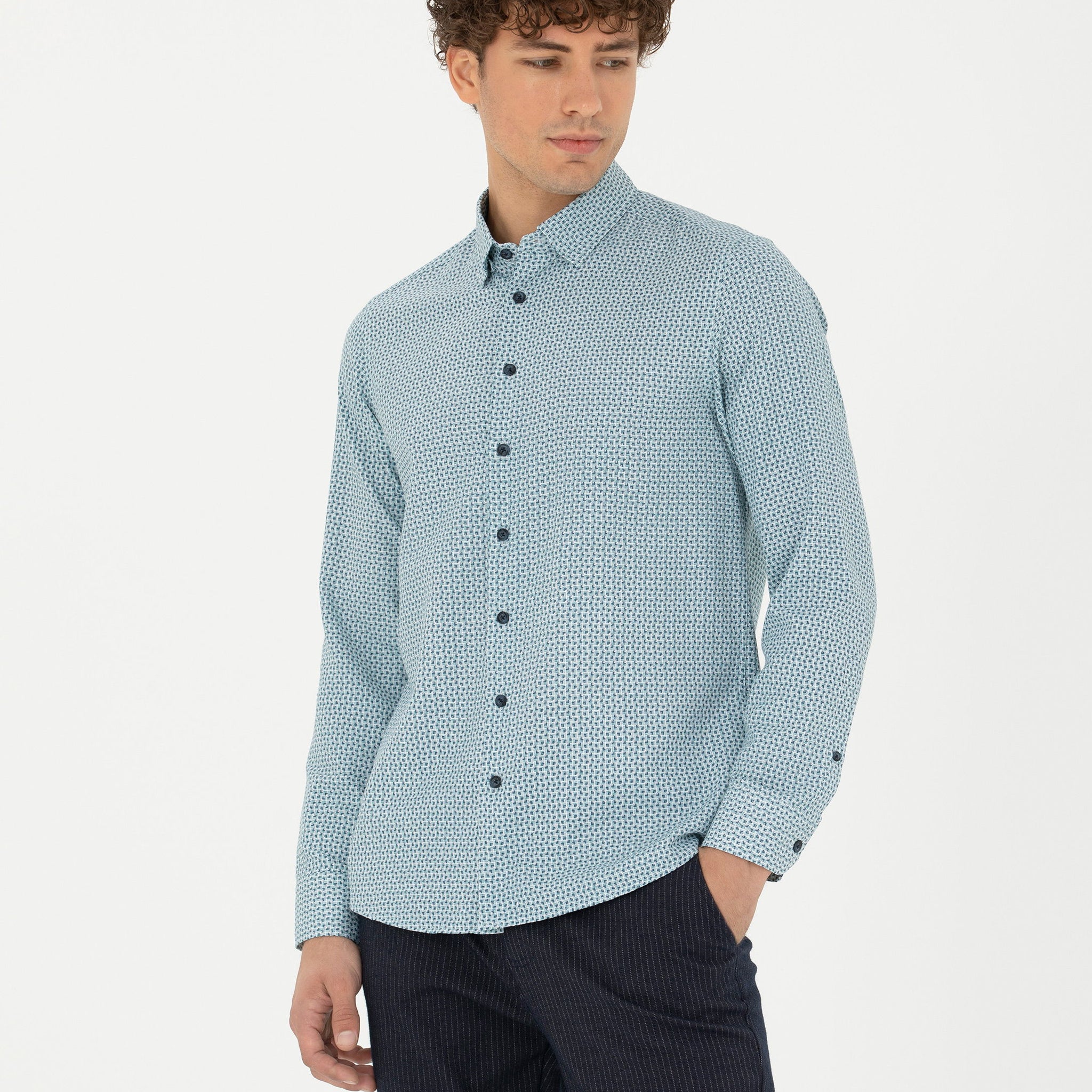 Mint Slim Fit Long Sleeve Shirt