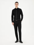 Black Ex. Slim Fit Long Sleeve Basic Shirt