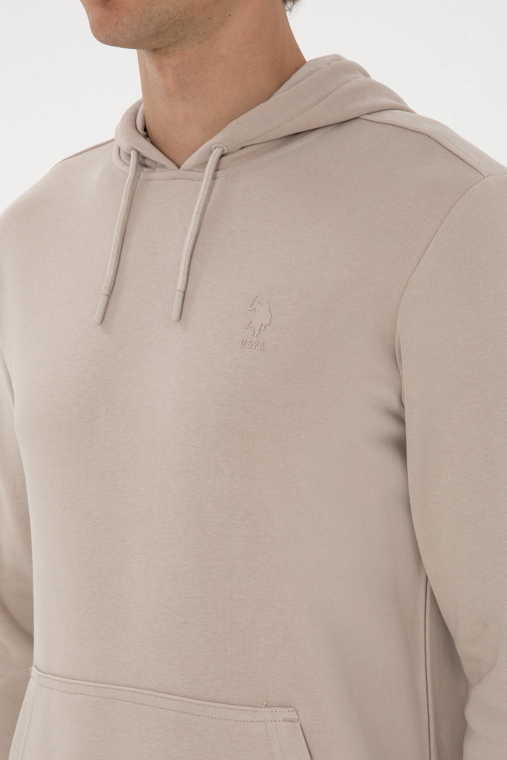 Erkek Regular Fit Kapişonlu Taş Basic Sweatshirt