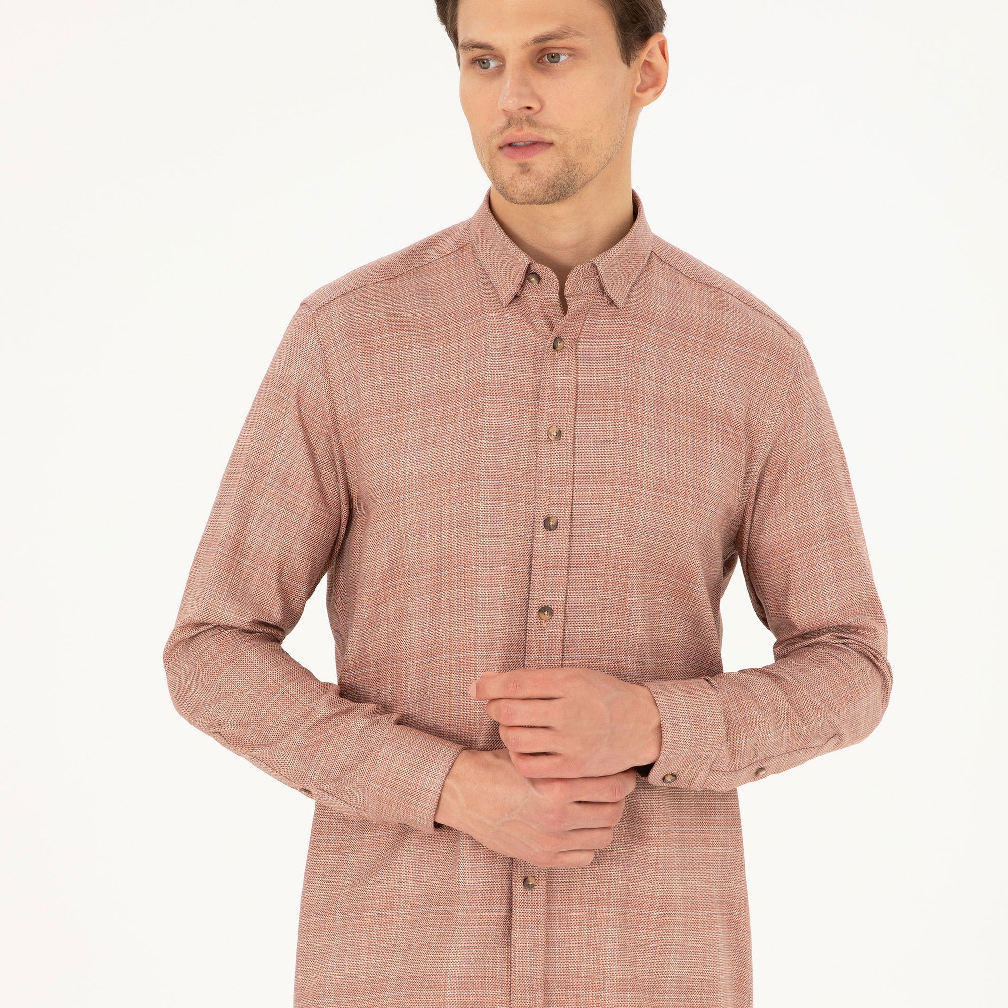 Orange Regular Fit Long Sleeve Shirt