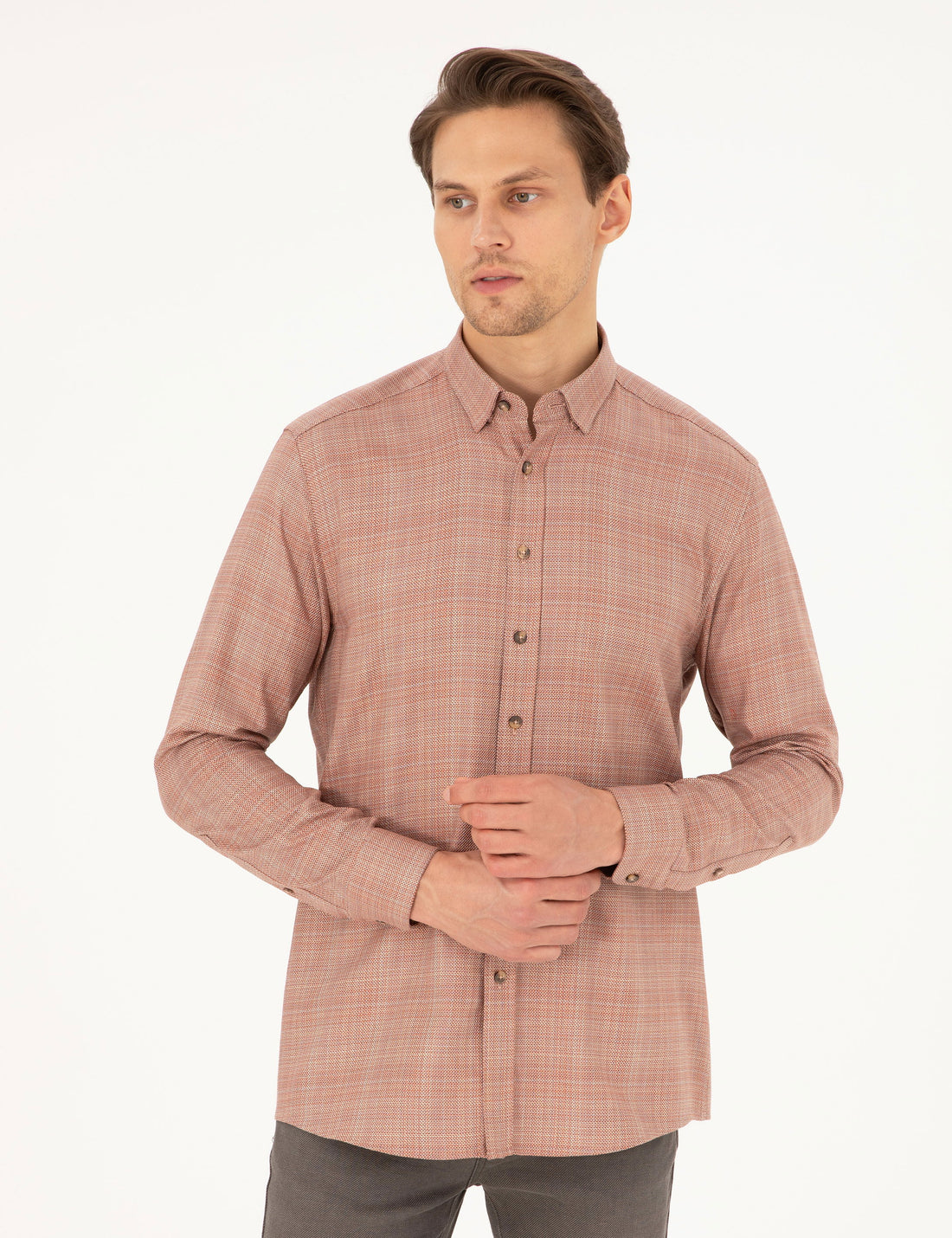 Orange Regular Fit Long Sleeve Shirt